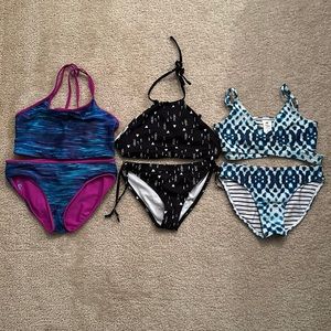 Set of three girl swim suits- size 10-12
